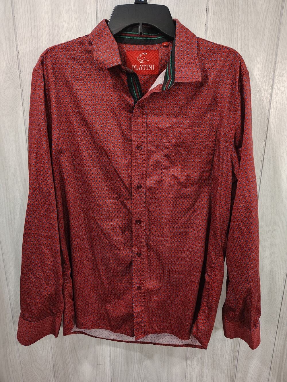 Men's Platini Dress Shirt Size XL Hipster Office Business Casual Boho